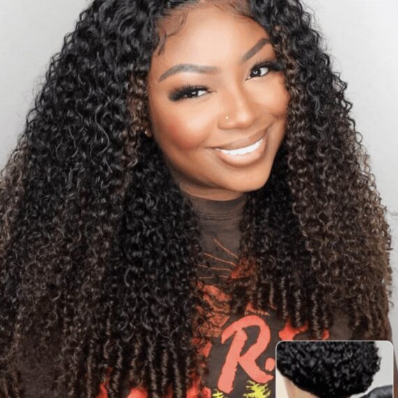 Donita Smith Glam and Go Burmese curly glueless wig chestnut brown ombre